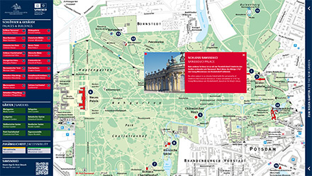 Karte im Besucherzentrum der Stiftung Preußischer Schlösser und Gärten